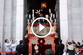 Salida del Cristo de las Tres Caidas de Madrid titular de la hermandad de tres caidas y esperanza tras su bendicion en la catedral de la almudena