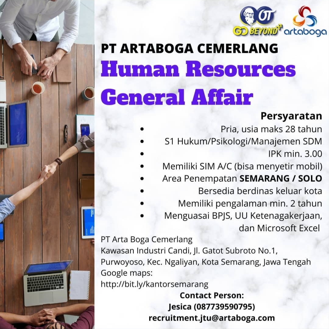 PT Arta Boga Cemerlang Semarang & Solo Membuka Lowongan Kerja Untuk Posisi Human Resources General Affair