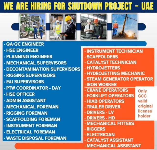 Recruitment to shutdown project in UAE