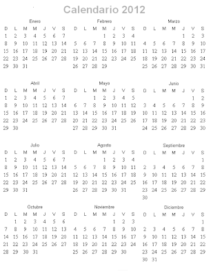 Calendario 2012 para colorear