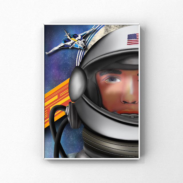 astronaut artwork fly me to the moon