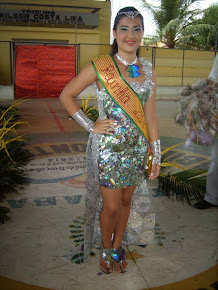 1ª colocada no desfile, escolha da rainha e fantasia feita de material reciclado. Carnaval 2014