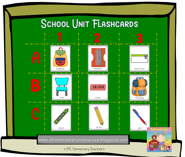 School unit flashcards grid