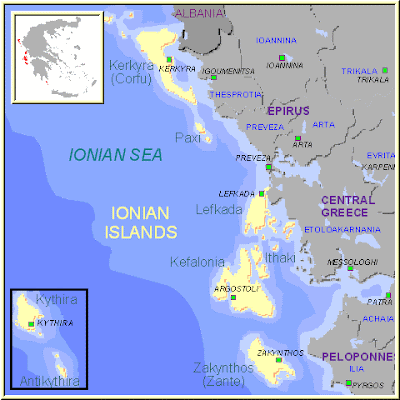 Ionian Islands Map Province Area