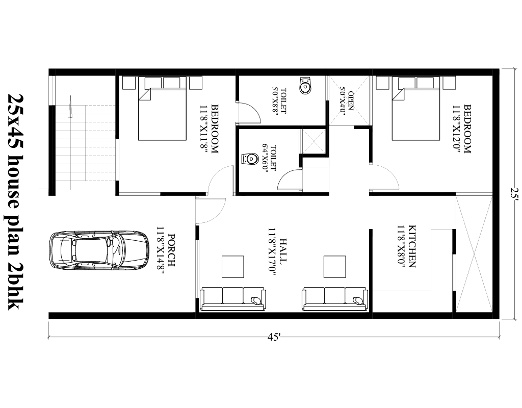 Single bedroom house plans indian style