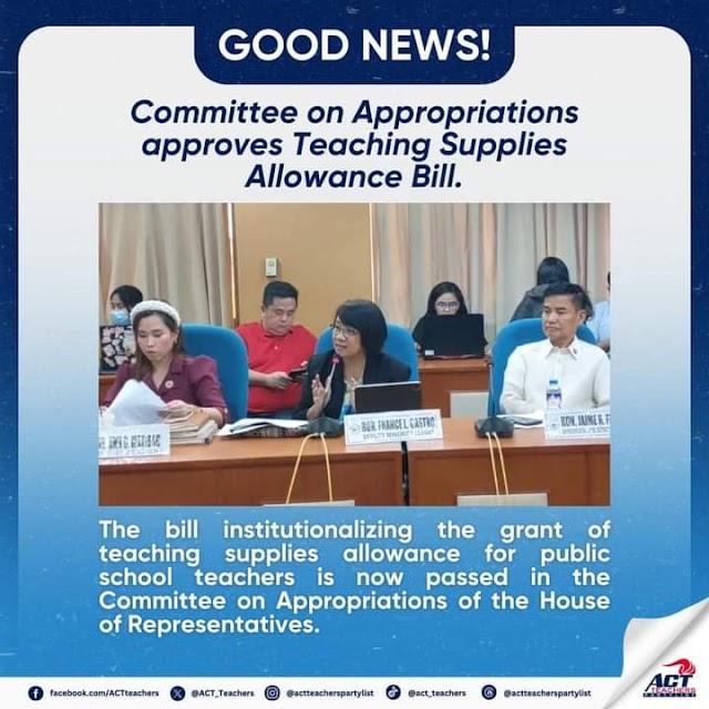 Good news! Committee on Appropriations approves Teaching Supplies Allowance Bill