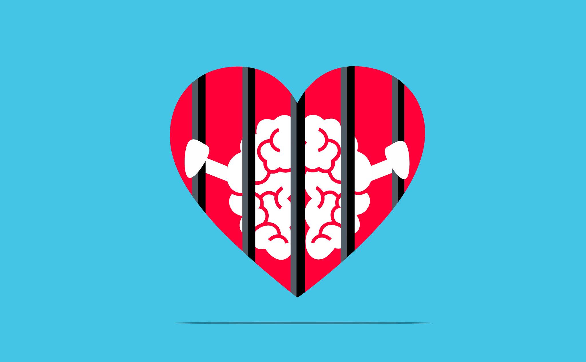 Illustration of brain trapped in heart
