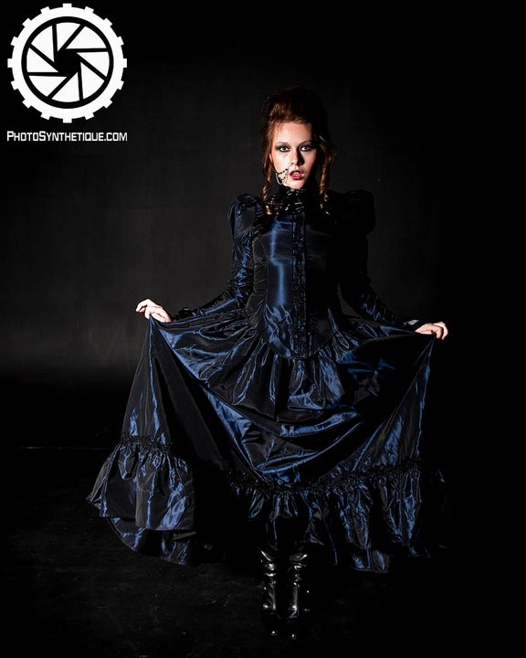 Steampunk Gothic Victorian Dark Blue Wedding Dress Clik to enlarge