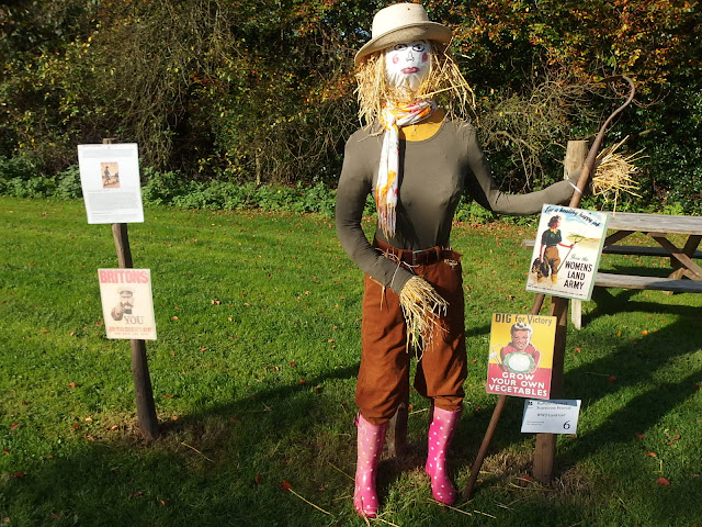 A land army girl scarecrow at Rufford Old Hall