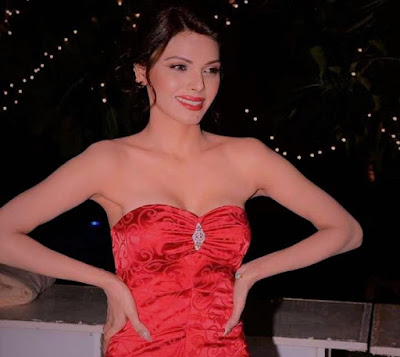 Sherlyn Chopra Hot in Shoulderless Red Gown