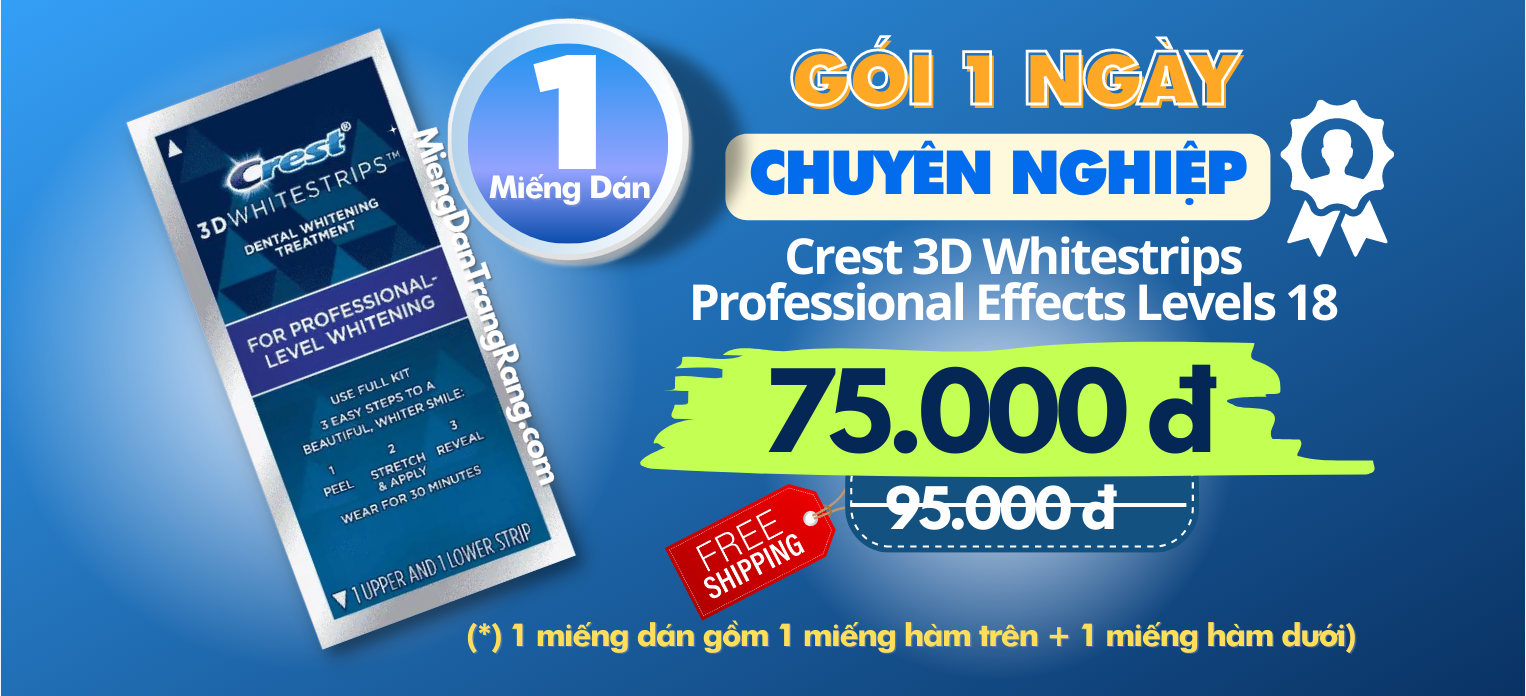 Miếng Dán Crest 3D Whitestrips Professional Effects Levels 18