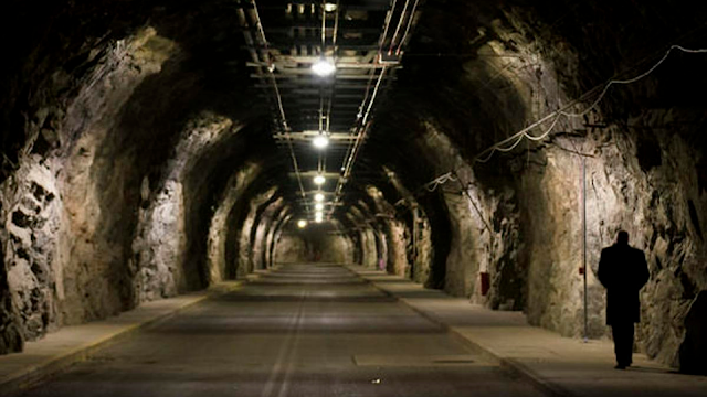 Cheyenne Mountain underground military base road inside the mountain complex.