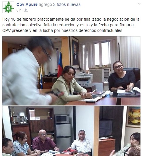 Según Colegio de Profesores de Apure finalizó negociación de contrato de docentes regionales con patrono y falta fecha para firma.