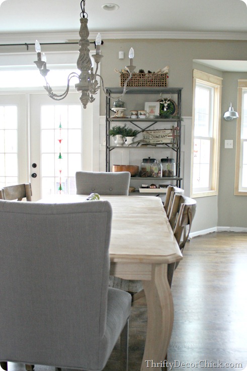 metal shelving in kitchen