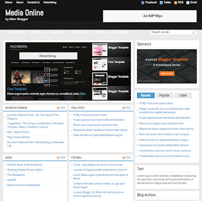  Media Online Blogger Template is exquisite mag mode blogger format amongst machine belatedly p Download Media Online Blogger Template