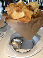 House made chips deeply fried and crunchy at the Skyye bar in the Tampa Airport Marriott 