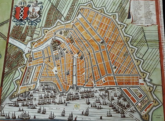 Amsterdam siglo XVII mapa callejero