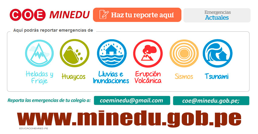 Centro de Operaciones de Emergencia (COE) MINEDU - www.minedu.gob.pe