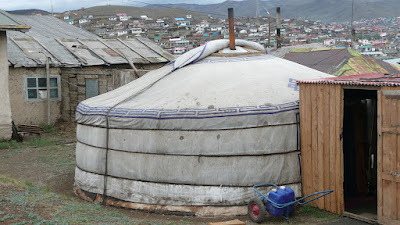 A ger (or yurt) in Mongolian ger district