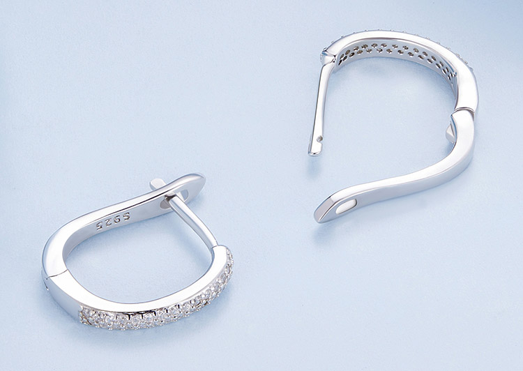 簡約奢華 925純銀鋯石耳環