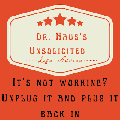 Dr. Haus's Unsolicited Life Advice:  It’s not working? Unplug it and plug it back in
