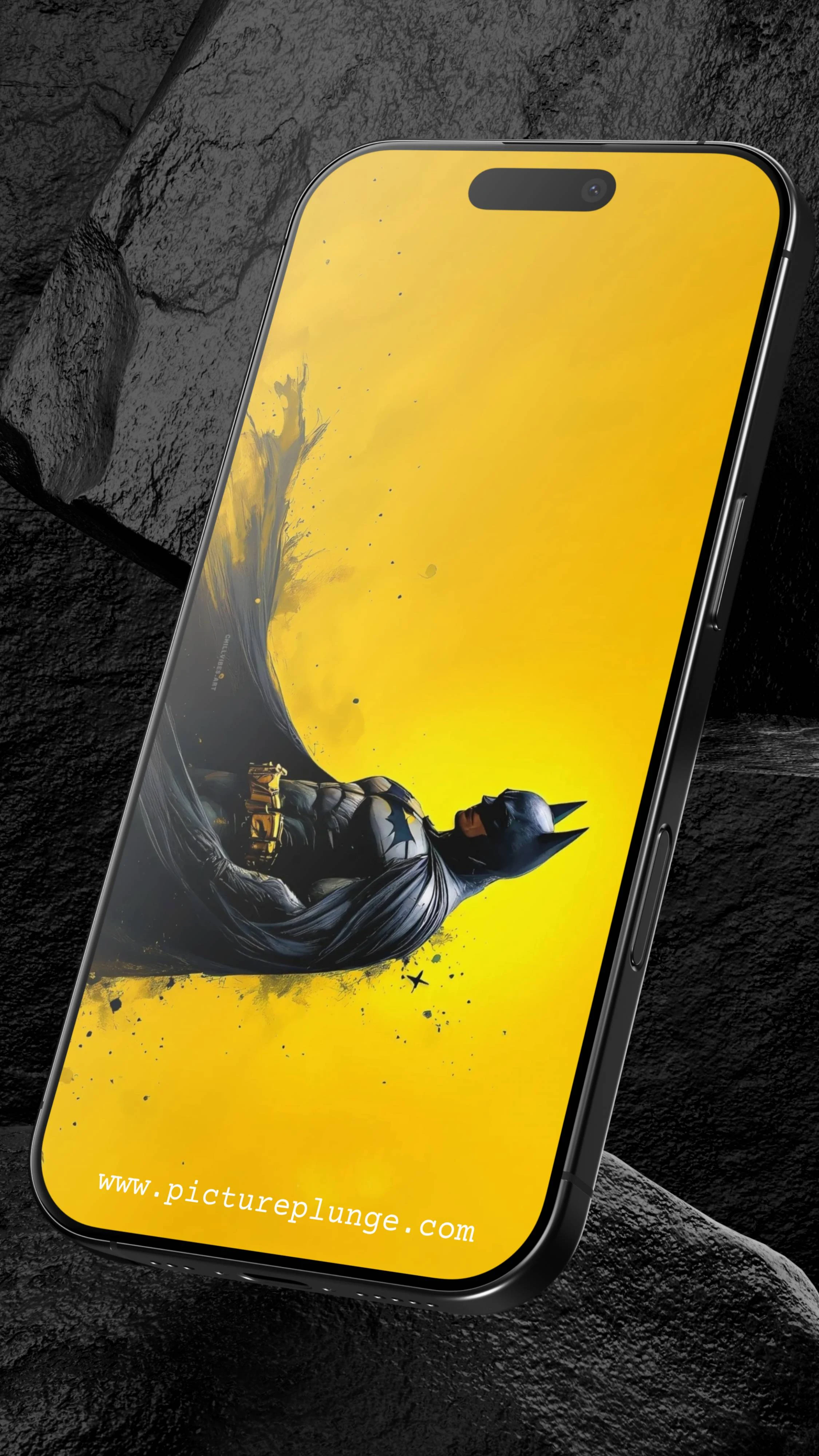 Batman Illustration Wallpaper: Gotham's Guardian on Yellow