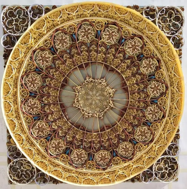 large-scale, intricate quilled mandala