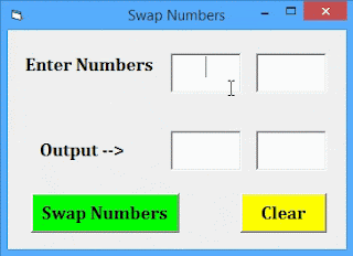 Write a program in visual basic to swap two numbers