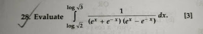 Class 12 | Definite Integration |  Int log √2 to log √3 1/(e^x+e^-x)(e^x-e^-x) dx