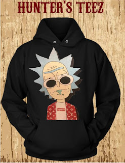 Grandpa Rick from Rick and morty Cartoon -Supreme Graphic Printed on a black hoodie