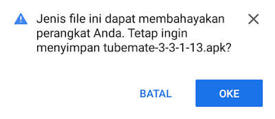 Pemberitahuan Aplikasi TubeMate