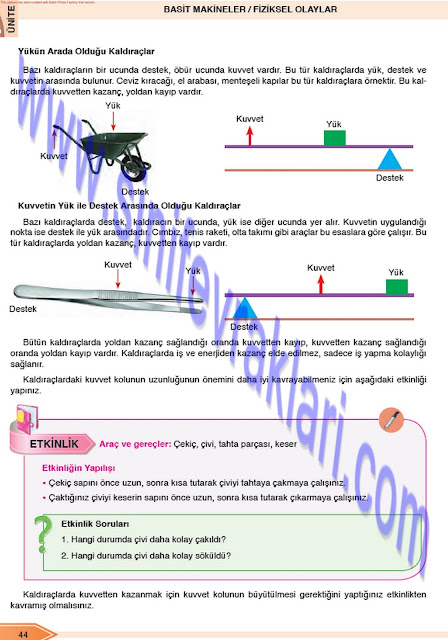 Öğün Yayınları 8. Sınıf Fen Bilimleri Ders Kitabı Cevapları Sayfa 44
