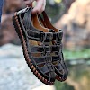 Men Cow Leather Hand Stitching Non Slip Large Size Soft Sole Sandals