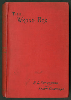 A red cover for "The Wrong Box."