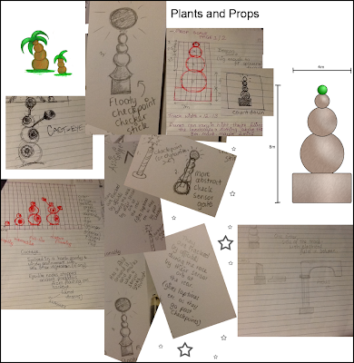 Rough ideas for plants and props - drawn using Photoshop, pen and pencil