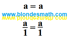 Равенство и пропорция. а равно а. Дробь а на 1 равна дроби а на 1. Математика для блондинок.