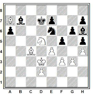 Posición de la partida de ajedrez Unzicker - Pesch (Solingen, 1964)