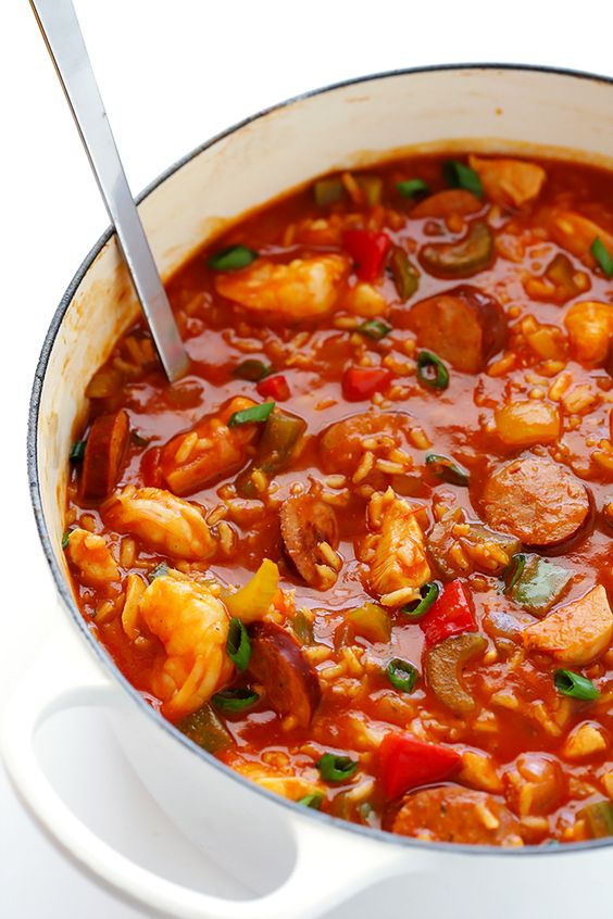 This Jambalaya Soup recipe can be made with shrimp, chicken, Andouille sausage — or all three! It’s easy to make, and so hearty and delicious.