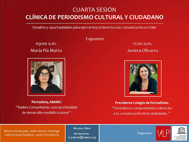 Javiera Olivares expondrá este martes en Clinica de Periodismo Cultural y Ciudadano de la Unesco