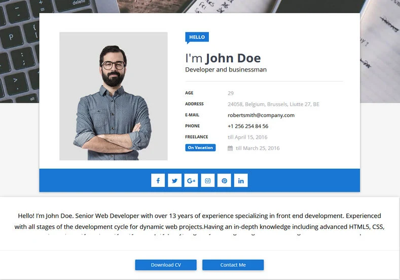 Sora CV Blogger Template Free Download