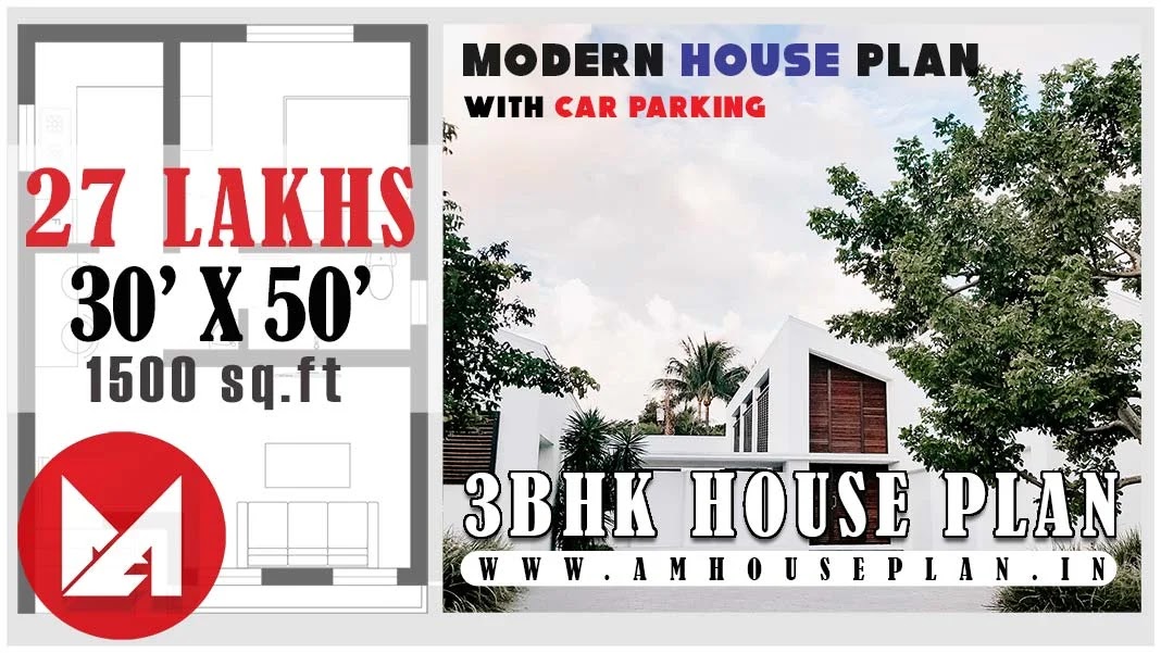 30 x 50 House Plan with Cost to build a 3BHK house in India
