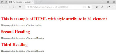 Example of Style attribute to mark up several text in HTML