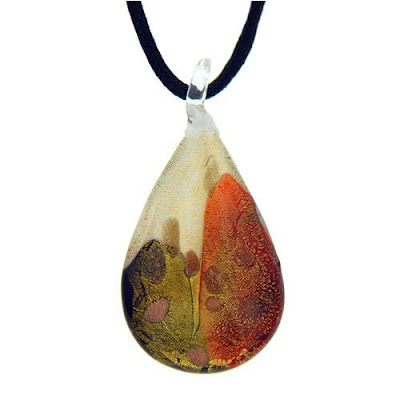 Murano Pendant on Tricolor Teardrop Murano Glass Necklace Pendant   Titanium Jewelry