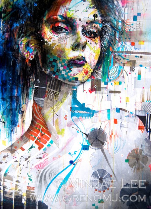 minjae lee retratos mulheres pinturas surreais psicodélica