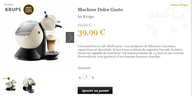 Machine Dolce Gusto by Krups à 39.90€ ( +9.99€ de frais de port) au lieu de 89.90€ ) bon plan machine a café