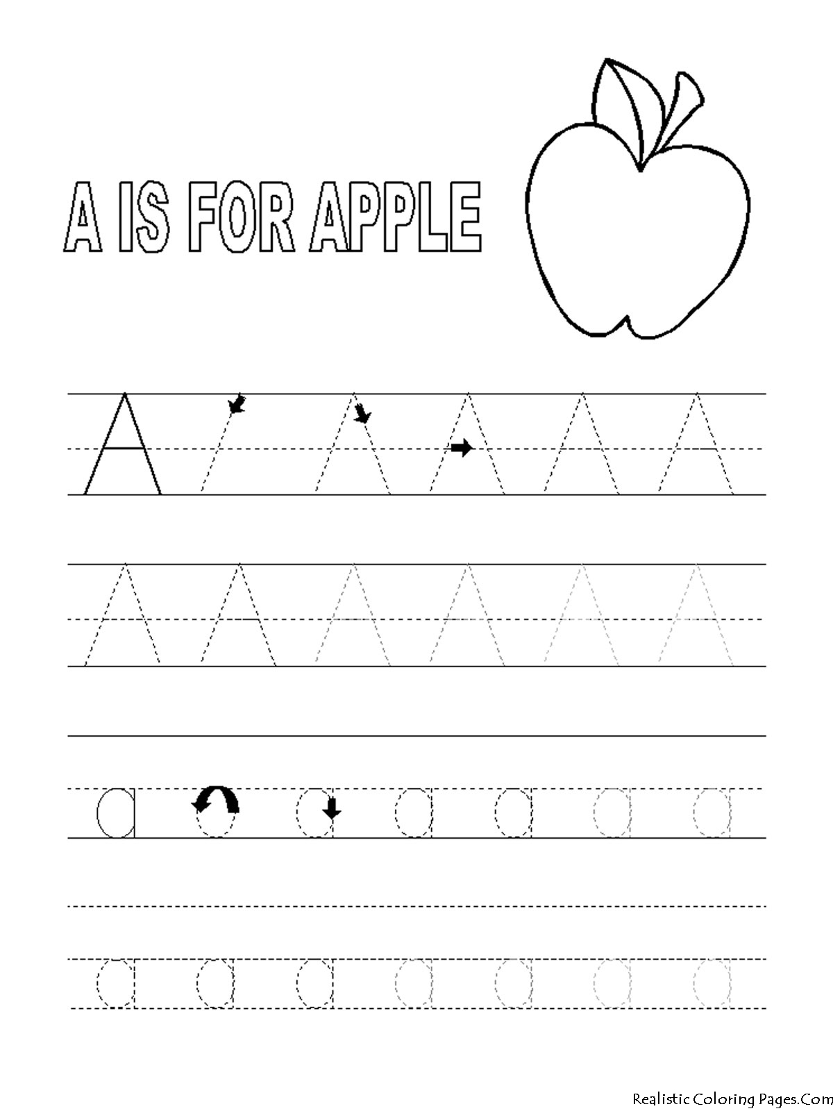 Download A Letters Alphabet Coloring Pages | Realistic Coloring Pages