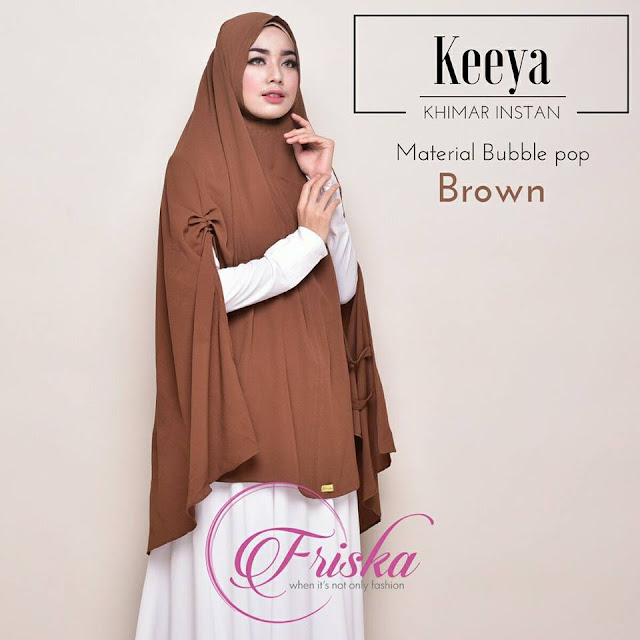 Keeya Khimar Instant warna cokelat dari friska hijab