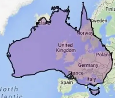 Сравнение площади Великобритании и Австралии
