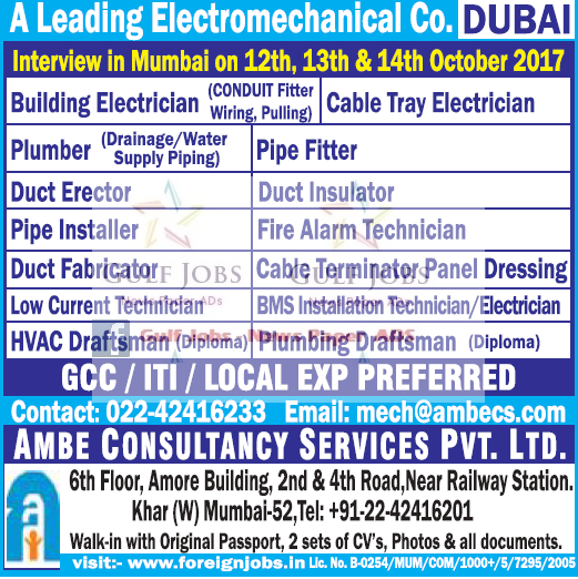 Leading Electromechanical co Jobs for Dubai