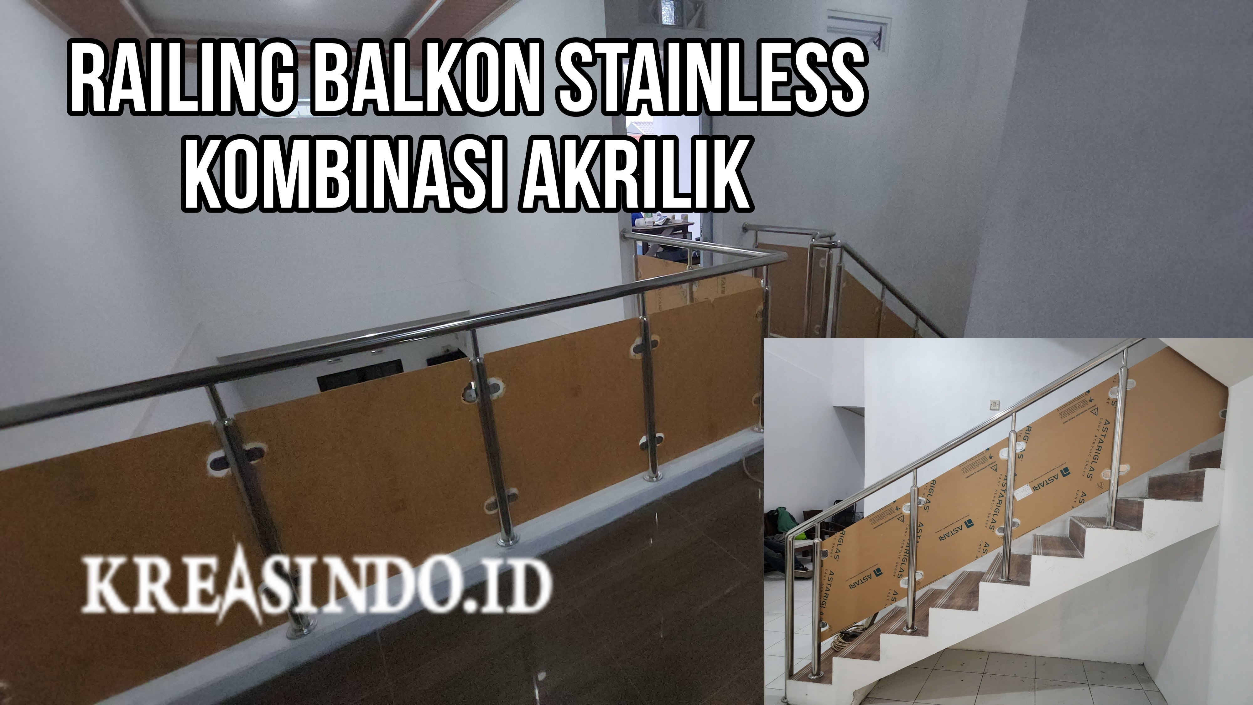 Railing Balkon Stainless Kombinasi Akrilik terpasang di Rumah Bpk Kustoro Puri Bojong Lestari Bojong Gede